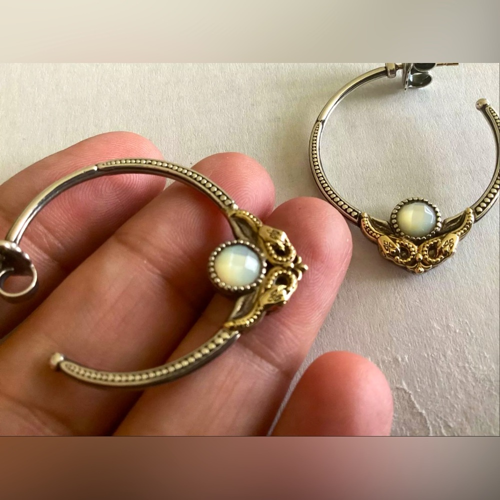 Konstantino Mother of Pearl Hoop Earrings, Sterling Silver & 18K Gold - Picture 3 of 11